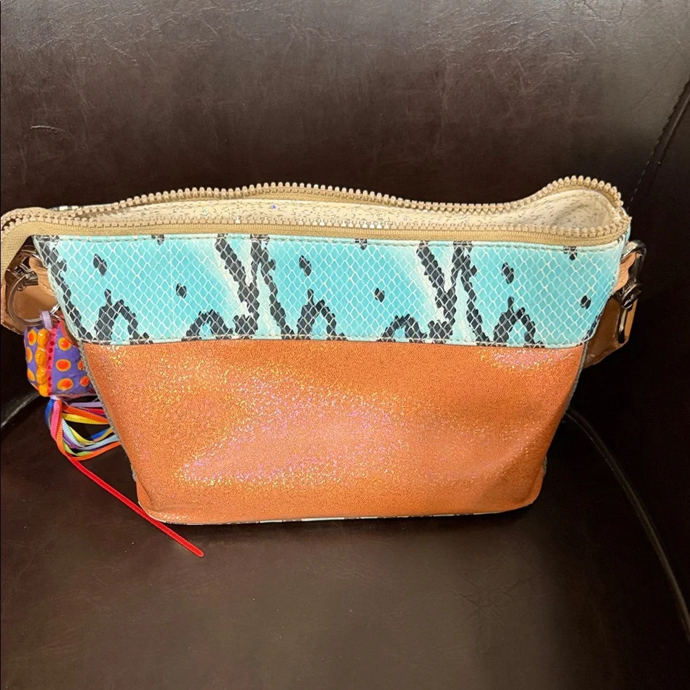 Consuela Vibrant Orange and Aqua Clutch - Picture 2 of 3